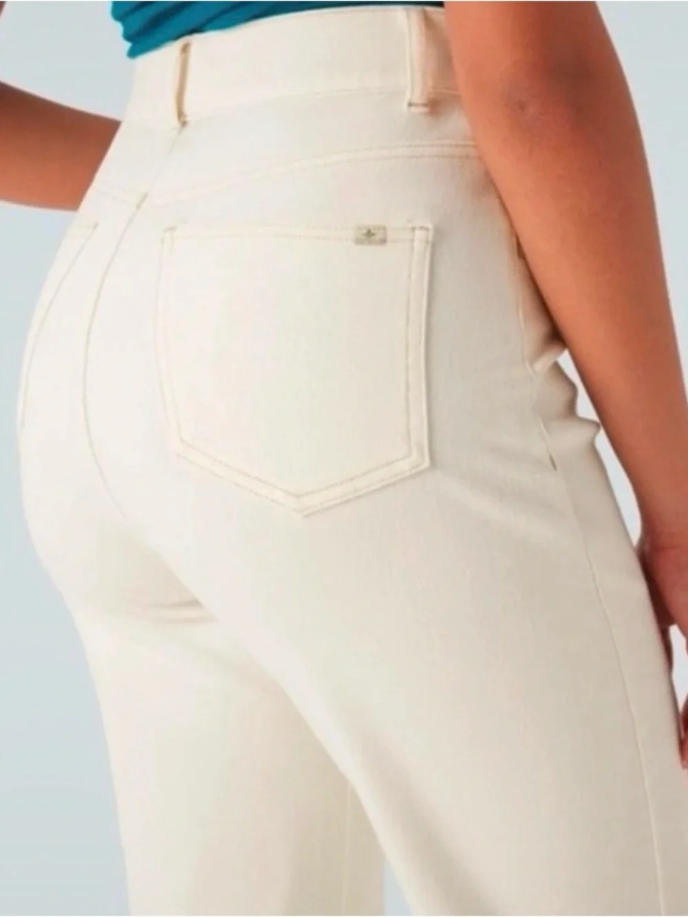 Halara Flex High-Waisted, Straight-Leg Denim Jeans Ivory S - Picture 5 of 6